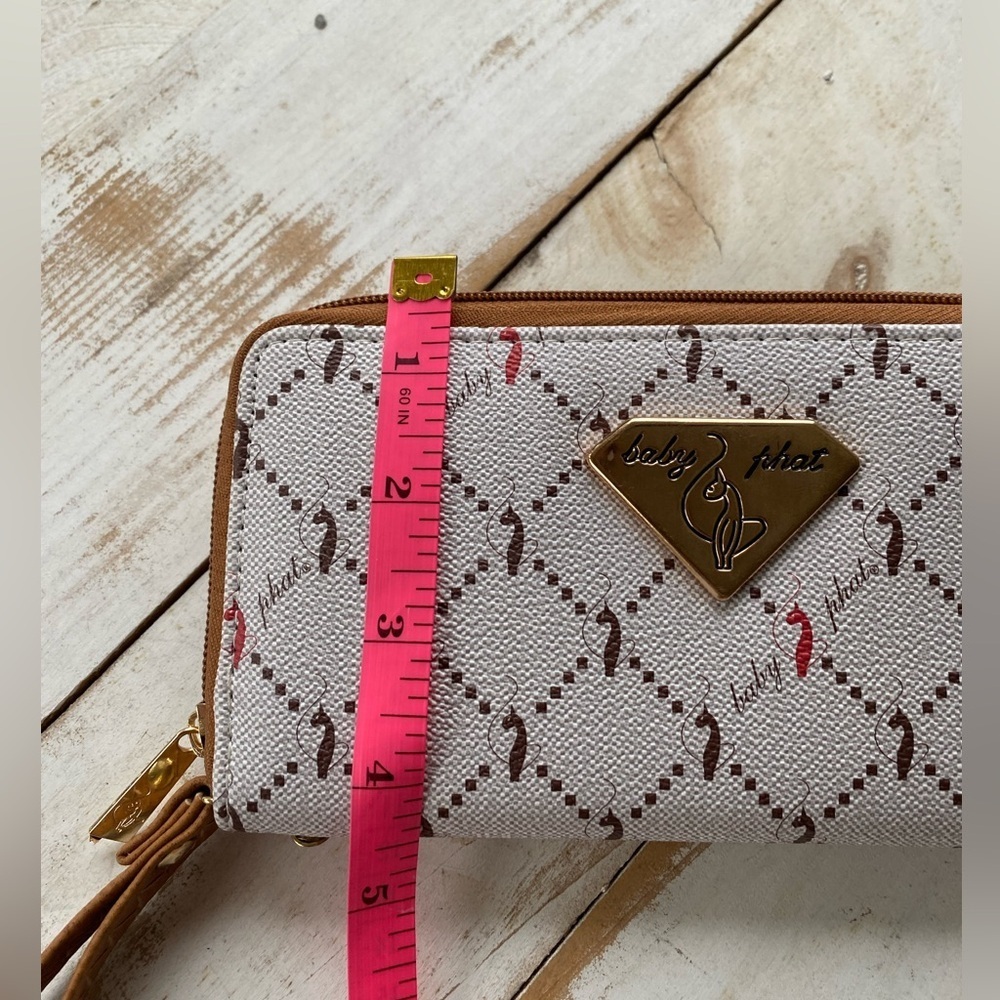 BABY PHAT y2k Vintage Wallet clutch wristlet iconic cats taupe neutral MINT - Picture 13 of 13